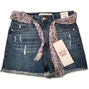 Celebrity Pink Jean Shorts Womens 7/28 Distressed Denim Frayed Hem High Rise